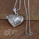 925 Sterling Silver Ladies Vintage Pendant Necklace Fashion Love Heart Openable Pendant Heart Shaped Female Jewelry