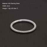 925 Sterling Silver 2mm Minimalist Faceted Stacking Ring for Women Trendy Geometric Band Chic Dainty INS Fashion Jewelry