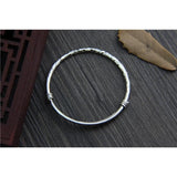 925 Sterling Silver Expandable Bangles For Women With Handmade Hammer Traced Thai Silver Retro Vintage Jewelry - GQTORCH Jewelry