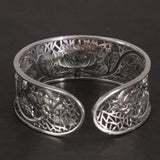 999 Silver Bracelet Bracelet Ladies Lotus Leaf Lotus Hollow Mesh Design Suitable for 16-19 Cm Wrist Buddhist Jewelry - GQTORCH Jewelry