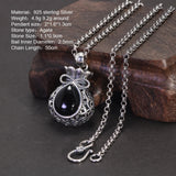 925 Sterling Silver Hollow Water Drop Agate Money Bag Pendant for Women Necklace Simple Jewelry