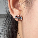 925 Sterling Silver Fly Dragon Stud Earrings for Men Women Small Thai Silver Punk Rock Style Vintage Hypoallergenic Fine Jewelry - GQTORCH Jewelry