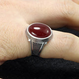 Guaranteed 925 Sterling Silver Rings Antique Men's Turkey Rings With Stones Natural Onyx Multi Colors Turkish Jewelry Ringen - GQTORCH Jewelry