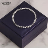 Real Pure 999 Sterling Silver Elastic String Faceted Beads Bracelet For Ladies Kids Minimalism Jewelry