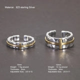 S925 Sterling Silver Thai Silver Ring Vintage Men's and Women's Wide Cross Ring Opening Adjustable Jewelry