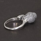 Sterling Silver 925 Buddha Head Ring for Women and Men Praying for Luck Ring Adjustable Buddhist Jewelry