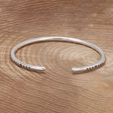925 Sterling Silver Feather 3mm Thin Cuff Bracelet for Women Men, Moon Star Design, Simple Retro Indian Jewelry Party Gift