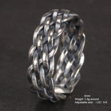 Viking Jewelry 925 Sterling Silver Braided Rings For Men and Women Retro Punk Adjustable