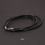 2mm Black Genuine Leather Braided Strings S925 Silver Necklace Accessories Fit Pendant Perfectly