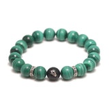 Natural Malachite Beads Bracelet Lotus Meditation Sandalwood Bead 925 Sterling Silver Accessories Jewelry for Men and Women - GQTORCH Jewelry