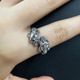 Unique Vintage 925 Sterling Silver Gothic Skull Men's Ring Hip Hop Punk Street Exaggerated Jewelry Party