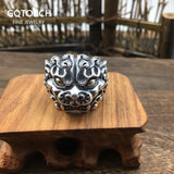 S925 Sterling Silver Men's Domineering Brave Ring Retro Thai Silver Exaggerated Old Beast Personality Ring