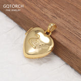 925 Sterling Silver Gold Love Heart Photo Frame Locket Pendant Swan Pattern Openable Pendant for Women Trendy Jewelry Gift