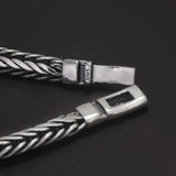 22cm 925 Sterling Silver Viking Braided Woven Bracelet for Men Toggle Clasp Vintage Fashion Punk Handmade Jewelry