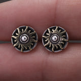 925 Sterling Silver Retro Stud Earrings Cross Sun Praying Hands Evil Eye Ear Studs Vintage Fashion Jewelry
