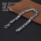 Real Pure 925 Sterling Silver 7mm Peace Pattern Bracelet for Men's Vintage Punk Set Zircon Armband Jewelry Best Gift - GQTORCH Jewelry