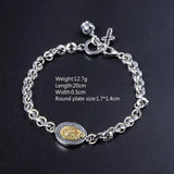 925 Sterling Silver Virgin Mary Link Chain Couple Bracelet Christian Jewelry With Cross Charm