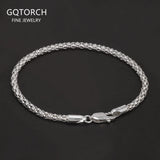 3mm 925 Sterling Silver Bolo 3mm Round Mesh Popcorn Chain Bracelet Men Women Lightweight Fashion Wristband Daily Jewelry