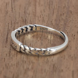 Sterling Silver 925 Lucky Braided Ladies Ring Simple Anniversary Love Day Gift Adjustable Jewelry