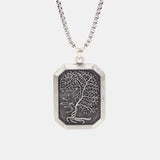 Vintage Men's Tree of Life Pendant Necklace Real 925 Sterling Silver Square Plate Amulet Vintage Nordic Viking Jewelry