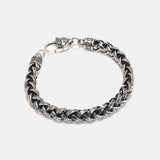 Sterling Silver 925 Bracelet For Men Punk Rock Six Character Mantra Hand Woven Buddha Jin Gangchu Bracelet Peace Jewelry