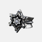 S925 Sterling Silver Vintage Thai Silver Ring for Men Hexagram Star Pattern Retro Punk Rock Style Exaggerated Big Ring