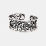 Women's Bangle Silver 999 Hollow Flower Open Cuffs Exaggerated Wide Large Rose Bracelet Retro Jewelry