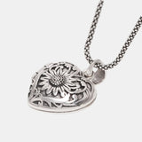 Sunflower Heart Shaped Locket Necklace That Holds Pictures Photo Keep Someone Near to You 925 Sterling Silver Custom Jewelry