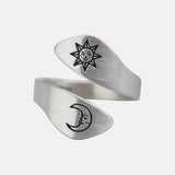 S925 Sterling Silver Ring for Men And Women Retro Simple Creative Opening Sun Moon Silver Jewelry Women's Jewelry