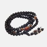 Buddhist Beads Bracelet for Men and Women Natural Obsidian 108 Beads Tibetan Six Words Mantra Natural Agate Crystal Jewelry