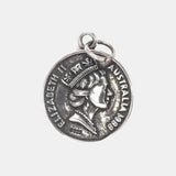 Real 925 Sterling Silver Vintage Elizabeth Dollar Coin Pendant Necklace Round Shaped Sweater Chain