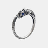 S925 Silver Vintage Silver Ring for Men and Women Wholesale Adjustable US 6- 9 Lizard Shape Inlaid Animal Zircon Jewelry