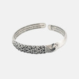 999 Sterling Silver Peacock Opening Cuff Bracelet For Women Heart Sutra Engraved Buddhist Thai Silver Jewelry bangles bracelets