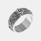 S925 Sterling Silver Rotatable Buddhism Ring Vintage Men's Six-pointed Star Auspicious Cloud Religious Jewelry