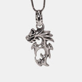 Real 925 Sterling Silver Flame Dragon Pendant Necklace Men Retro Punk Rock Fine Jewelry