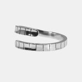 Real Sterling Silver Men's and Women's Braid Ring Retro Design Adjustable Simple Jewelry with Staggered Edges