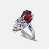 Garanteed 925 Sterling Silver Rings For Women Red Garnet Brave Troops Resizable Large And Small Size Natural Stone Ring