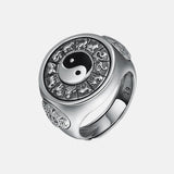 S925 Sterling Silver Yinyang Spinner Rings for Men Thai Silver Ring Bagua Engraved Rotatable Feishui Lucky Jewelry