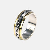 Sterling Silver S925 Ring for Men and Women Russian Aphorism Engraving Fashion Spinner Rotatable Couple Ring