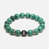 Natural Malachite Beads Bracelet Lotus Meditation Sandalwood Bead 925 Sterling Silver Accessories Jewelry for Men and Women