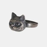 925 Sterling Silver Cat Head Ring Men and Women Lovers Retro Animal Open Adjustable Ring Jewelry Gift