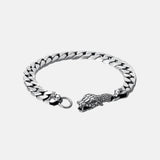 925 Sterling Silver Bracelet for Men Thai Silver Punk Rock Style Snake Head Buckle Men's Bracelet Personalized Gift Wholesale