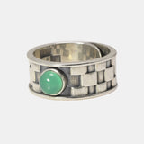 Vintage 925 Sterling Silver Natural Jade Stone Ring Adjustable Size 6-10 Women Men Braided Pattern Fine Jewellery