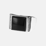 925 Sterling Silver Ring for Men With Black Square Onyx Natural Stone Mens Wedding Rings Turkish Male Jewelry