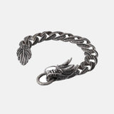 15mm Wide Real 925 Sterling Silver Dragon Curb Chain Bracelet Mens Handcrafted Viking Jewelry Retro Punk