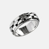 Wholesale S925 Sterling Silver Retro European and American Style Irregular Chain Trendy Men Rotatable Index Finger Ring