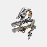 Real Solid 925 Silver Animal Dragon Ring Vintage Men's Opening Size Adjustable Personalized Men's Zodiac Jewelry