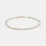 Real Pure 999 Sterling Silver Elastic String Faceted Beads Bracelet For Ladies Kids Minimalism Jewelry