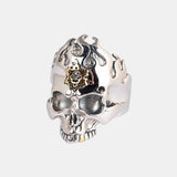 Real 925 Pure Silver Jewelry Men's Skull Ring Halloween Fashion Jewelry Retro Punk Ring Fine Jewelr Gift Party Men Accessory