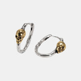 S925 Sterling Silver Skull Gold Plated Hoop Earrings Vintage Punk Earrings Men and Women Jewelry